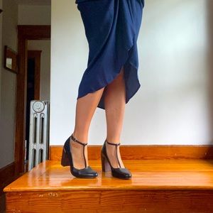 Clarks T-Strap Stacked Heels